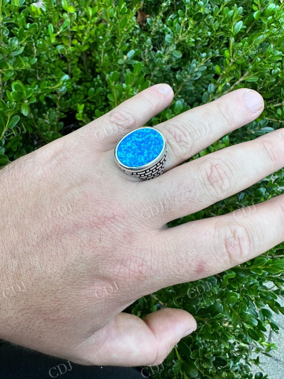 Hip Hop Blue Opal Gem Ring For Men's  customdiamjewel   