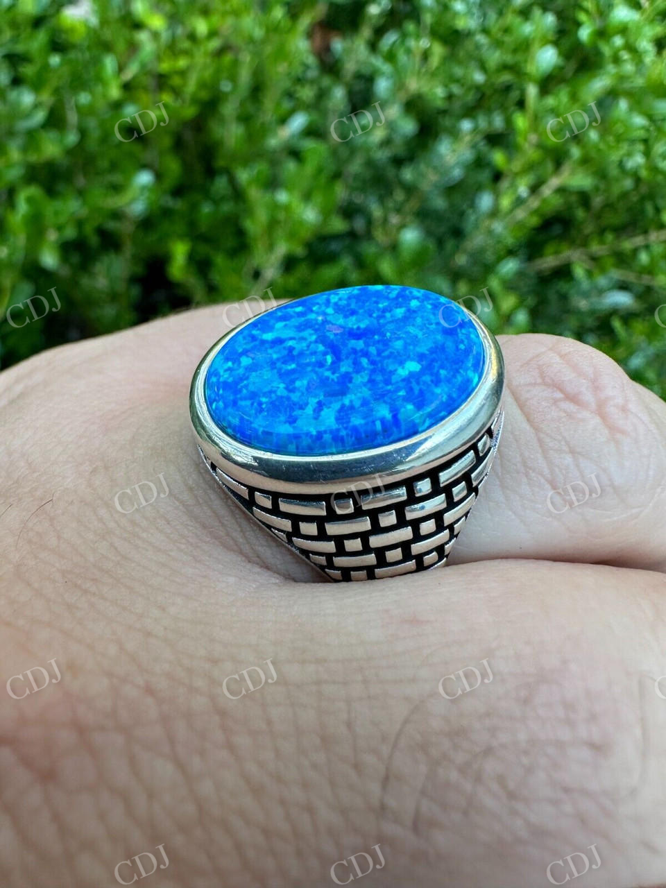 Hip Hop Blue Opal Gem Ring For Men's  customdiamjewel   