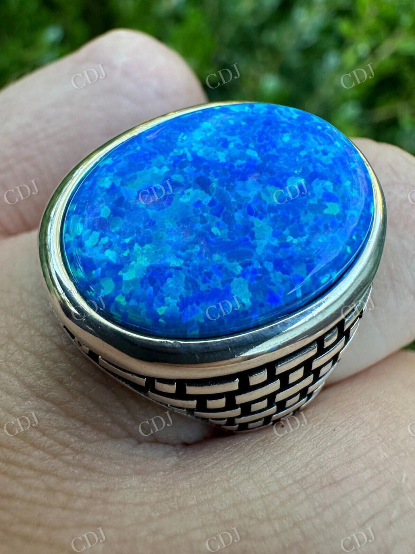 Hip Hop Blue Opal Gem Ring For Men's  customdiamjewel   