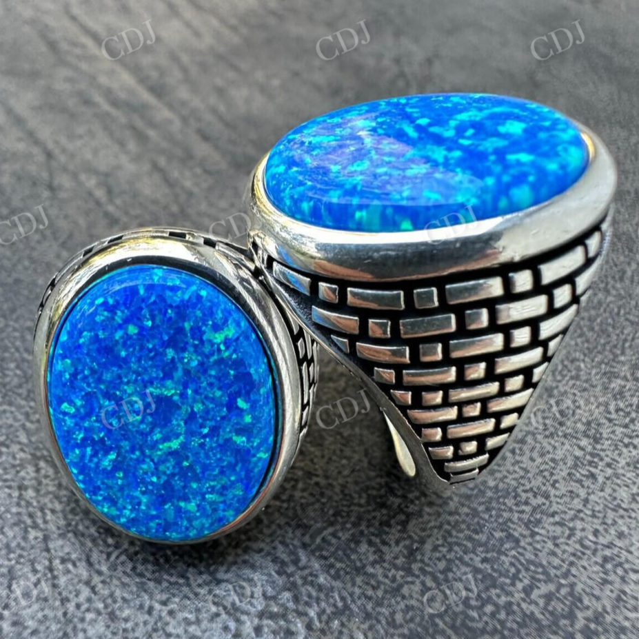 Hip Hop Blue Opal Gem Ring For Men's  customdiamjewel   