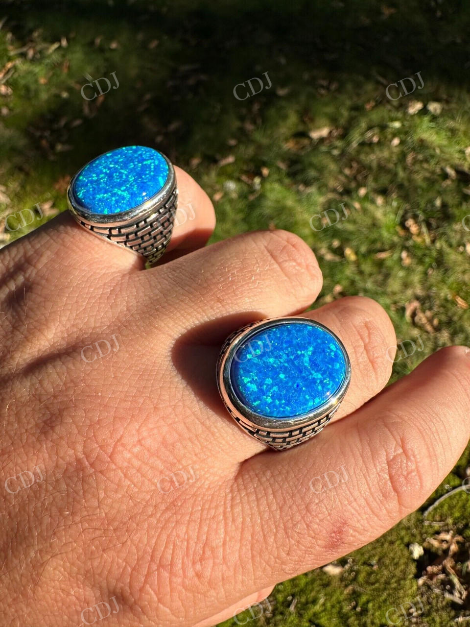 Hip Hop Blue Opal Gem Ring For Men's  customdiamjewel   