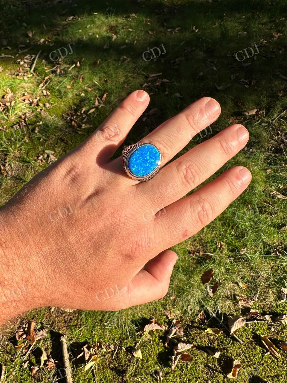 Hip Hop Blue Opal Gem Ring For Men's  customdiamjewel   