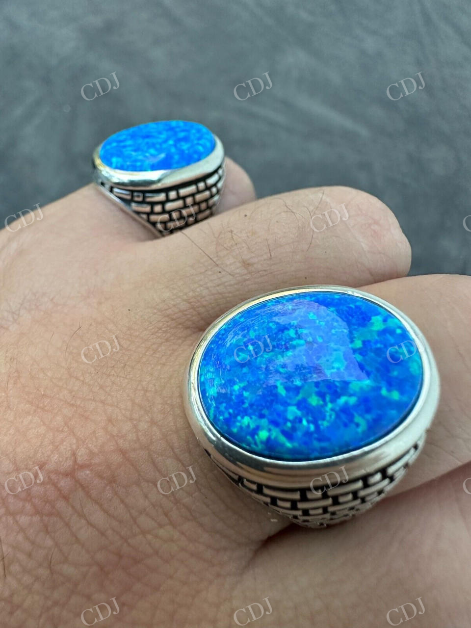 Hip Hop Blue Opal Gem Ring For Men's  customdiamjewel   