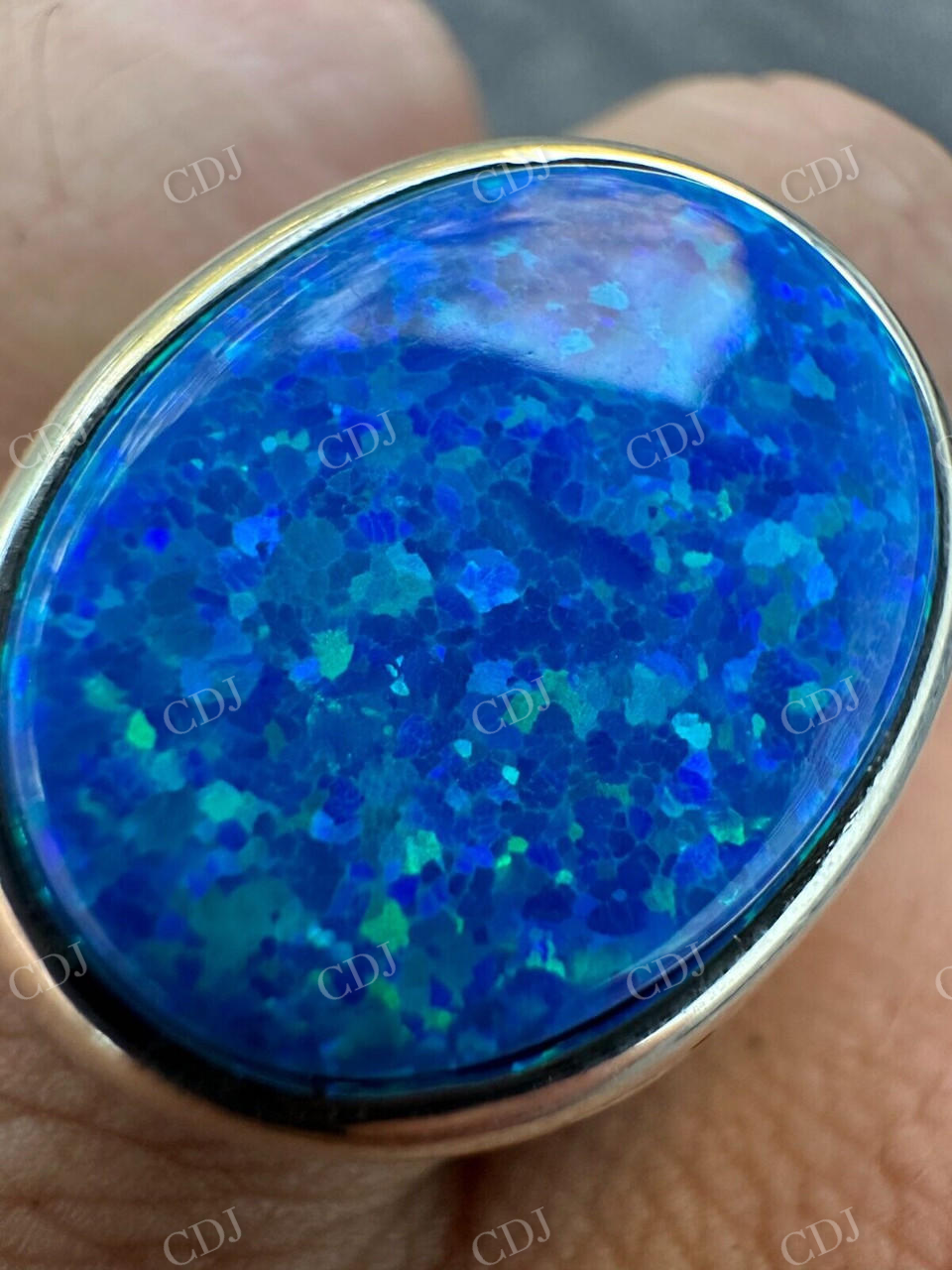 Hip Hop Blue Opal Gem Ring For Men's  customdiamjewel   