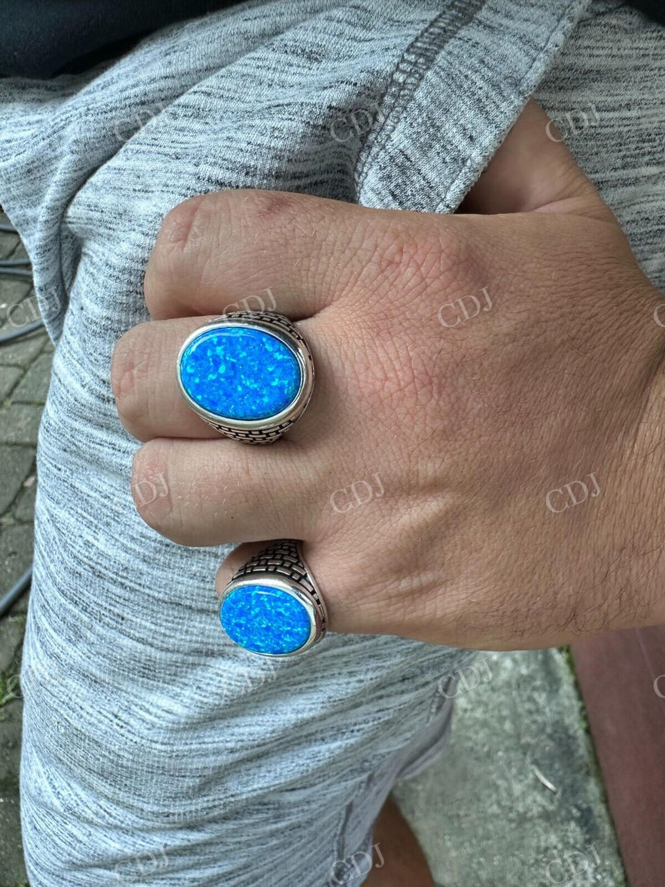 Hip Hop Blue Opal Gem Ring For Men's  customdiamjewel   