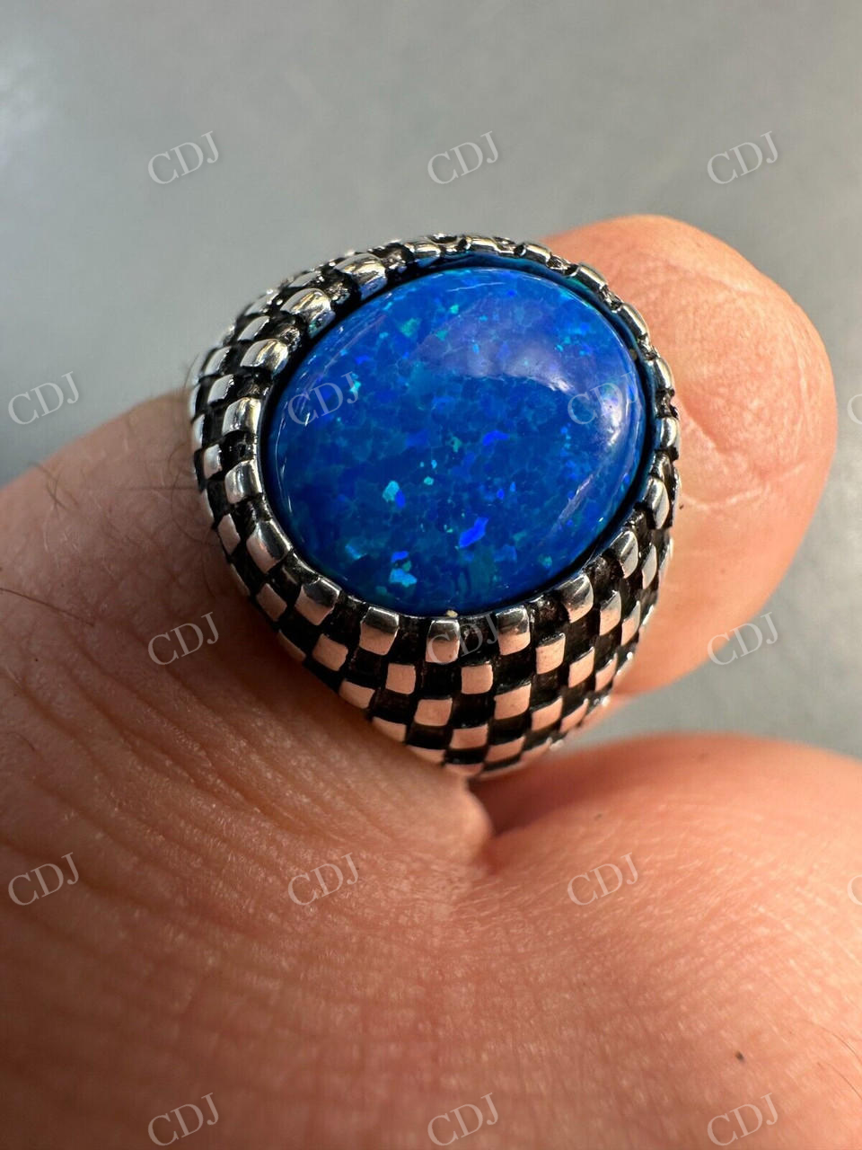 Oval Shape Opal Ring For Hip Hop Men's  customdiamjewel   