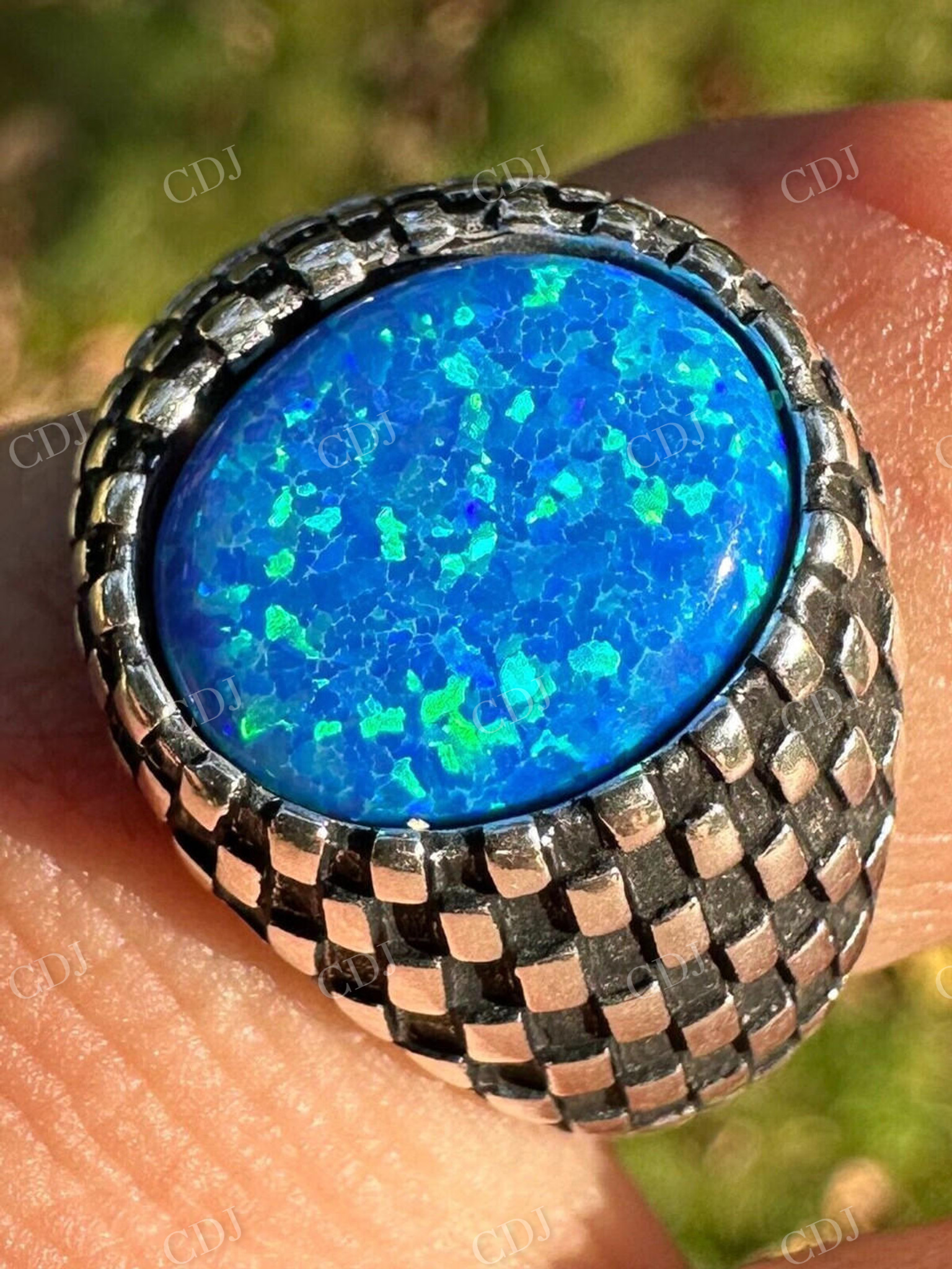 Oval Shape Opal Ring For Hip Hop Men's  customdiamjewel   