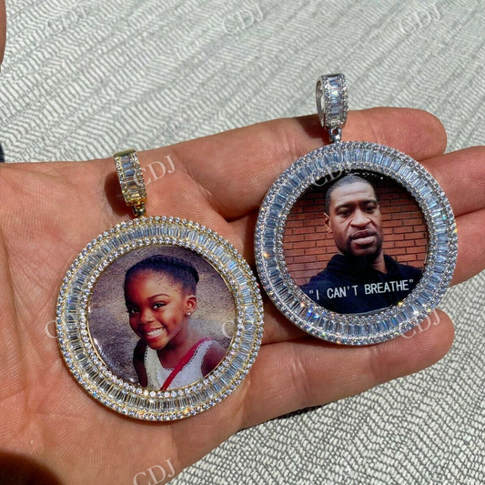 Hip Hop Round Shape Photo Frame Pendant  customdiamjewel   