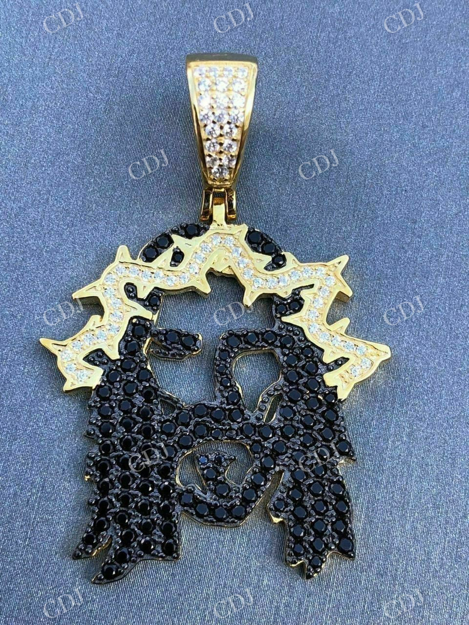 Jesus Piece Black Diamond Pendant  customdiamjewel   