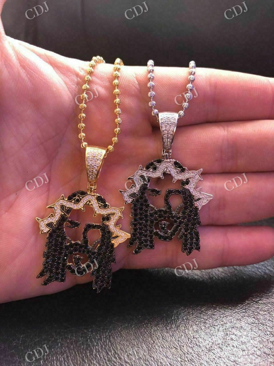 Jesus Piece Black Diamond Pendant  customdiamjewel   