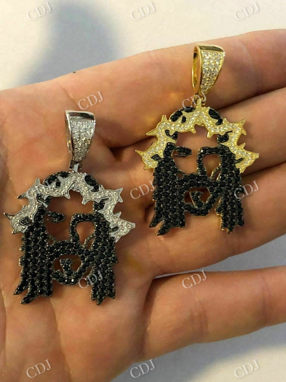 Jesus Piece Black Diamond Pendant  customdiamjewel   