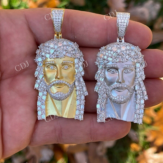 Baguette Diamond Jesus Piece Hip Hop Pendant  customdiamjewel   