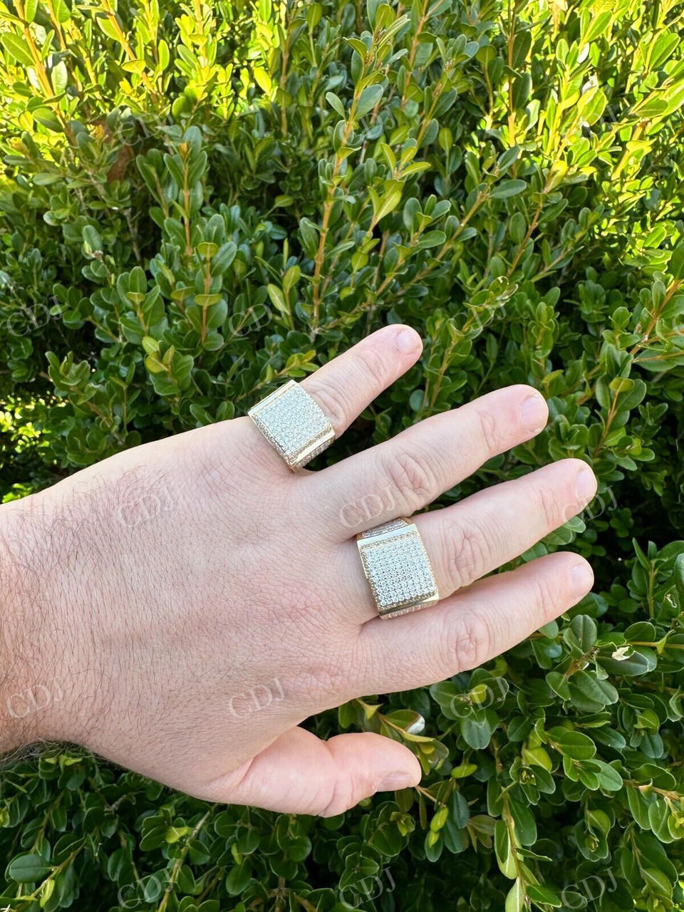 14K Yellow Gold Square Micropave Hip Hop Ring  customdiamjewel   