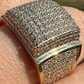 14K Yellow Gold Square Micropave Hip Hop Ring  customdiamjewel   