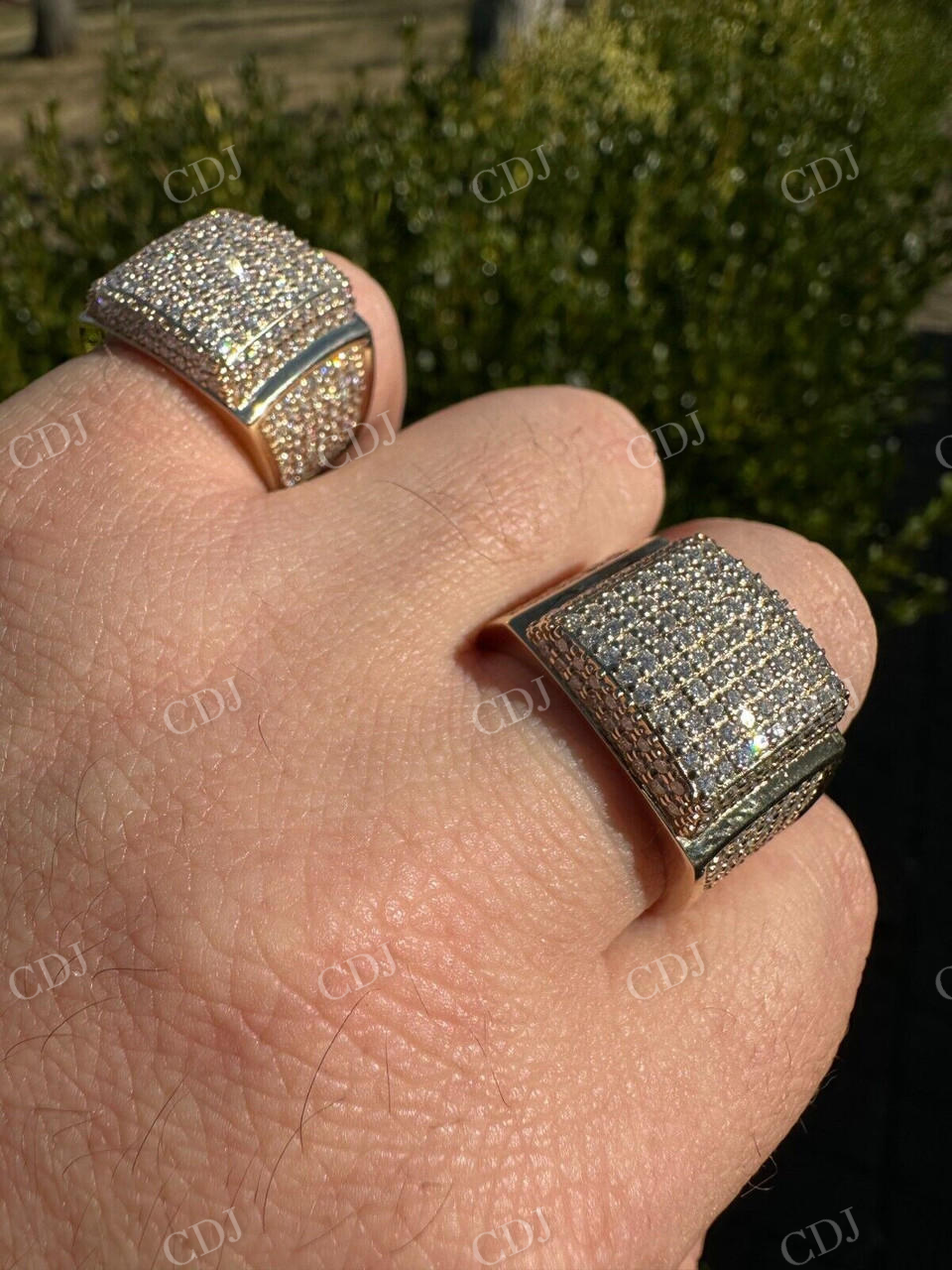 14K Yellow Gold Square Micropave Hip Hop Ring  customdiamjewel   