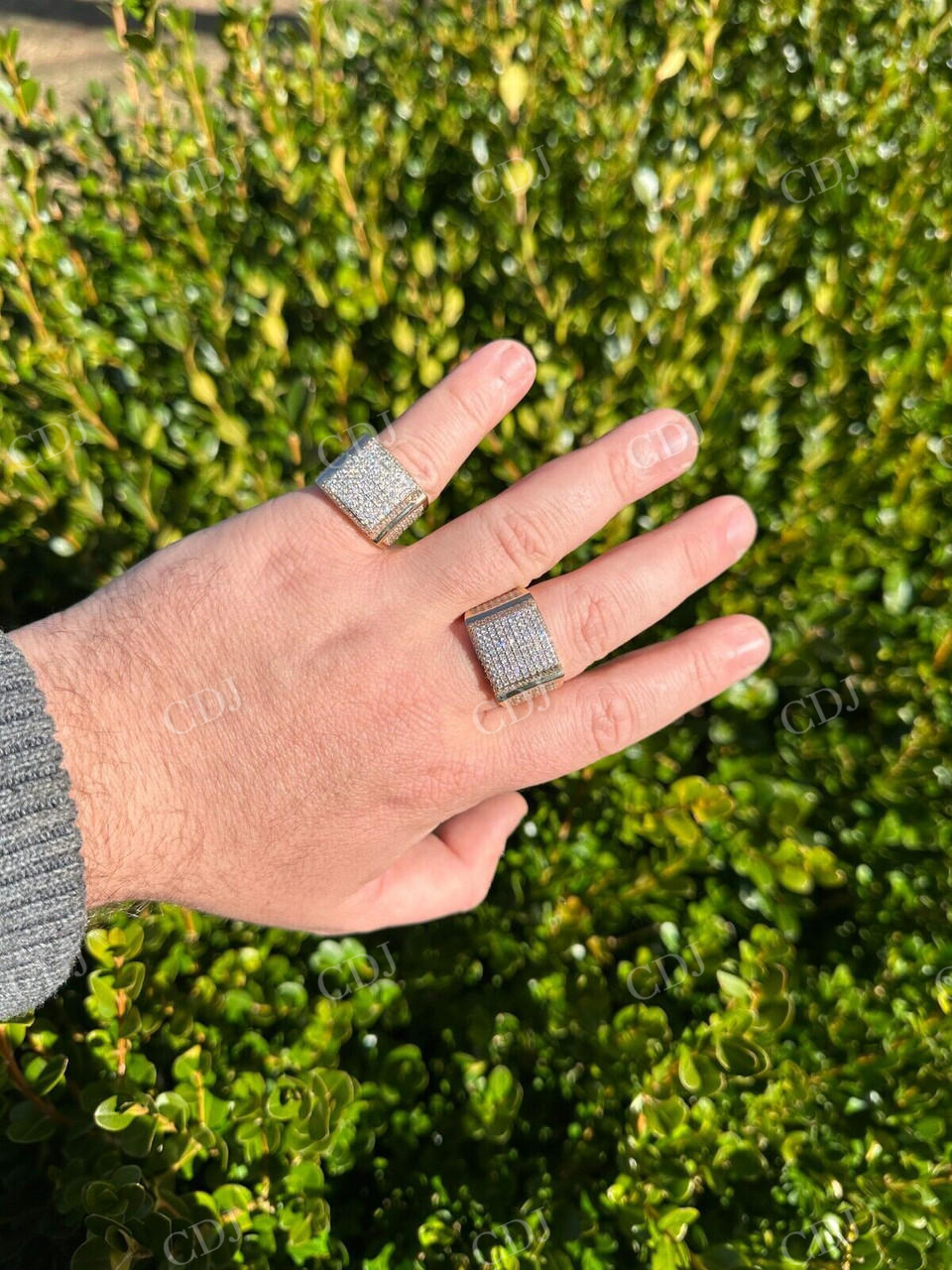 14K Yellow Gold Square Micropave Hip Hop Ring  customdiamjewel   