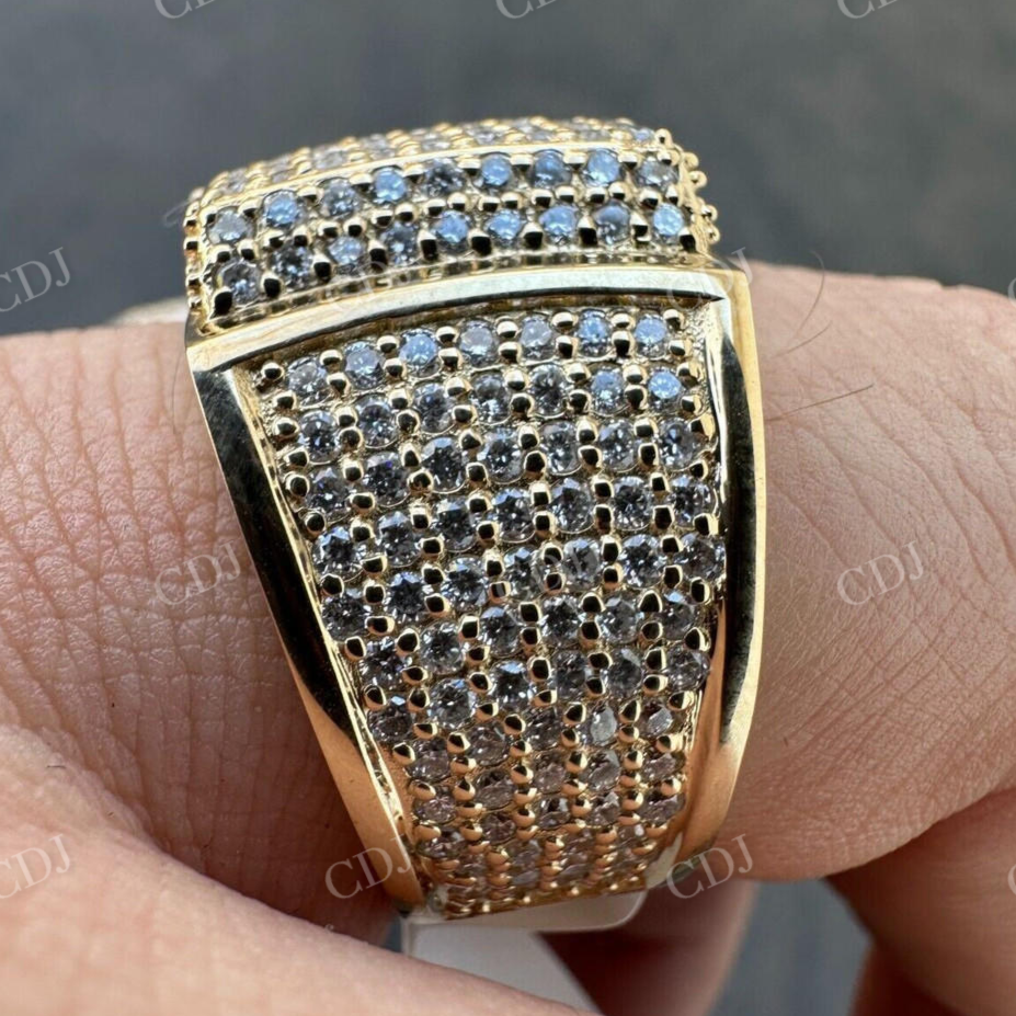 14K Yellow Gold Square Micropave Hip Hop Ring  customdiamjewel   