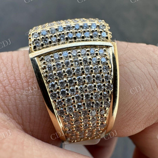 14K Yellow Gold Square Micropave Hip Hop Ring  customdiamjewel   