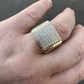 14K Yellow Gold Square Micropave Hip Hop Ring  customdiamjewel   
