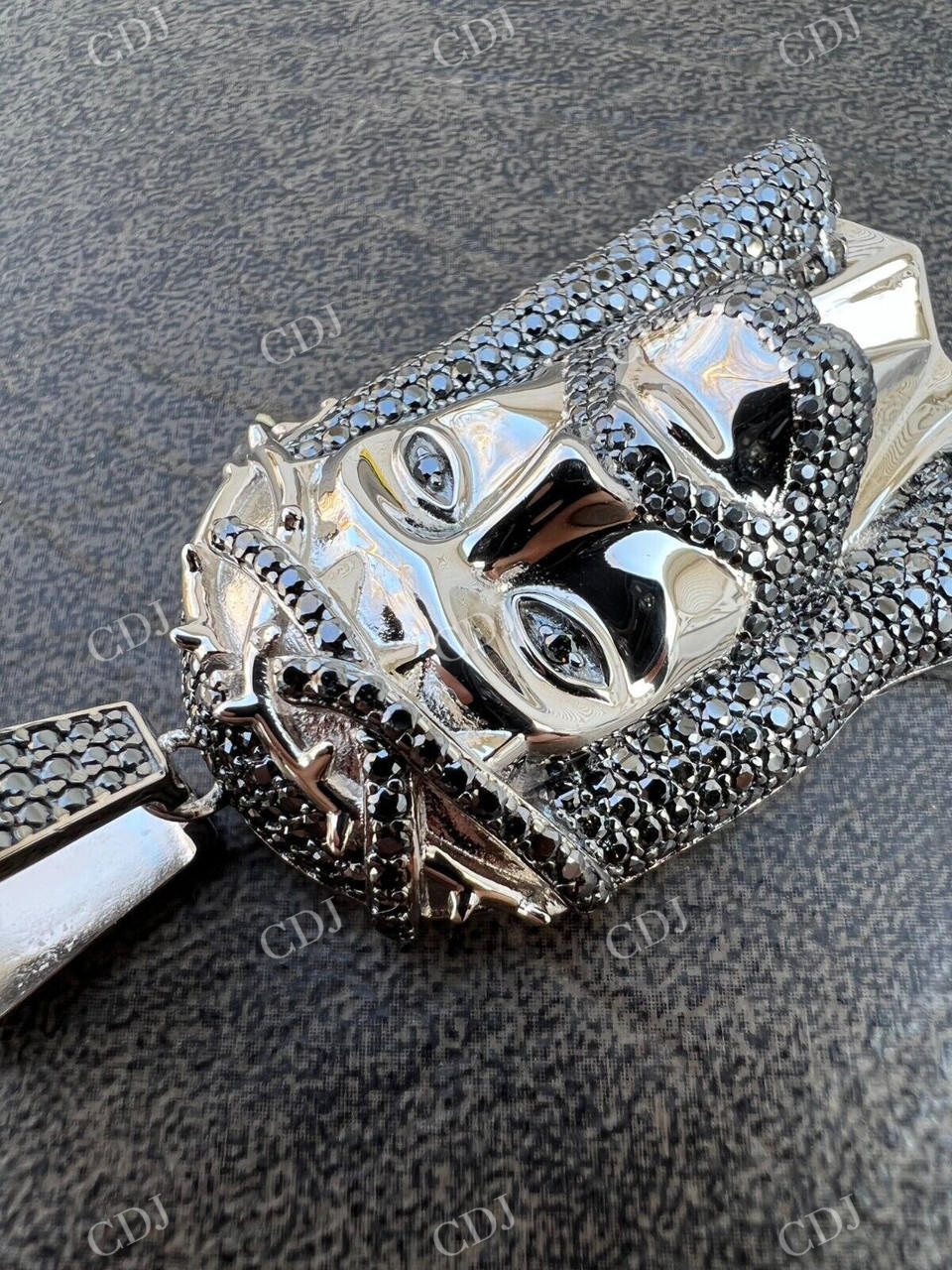 14k Gold Black Stone Jesus Piece Pendant  customdiamjewel   