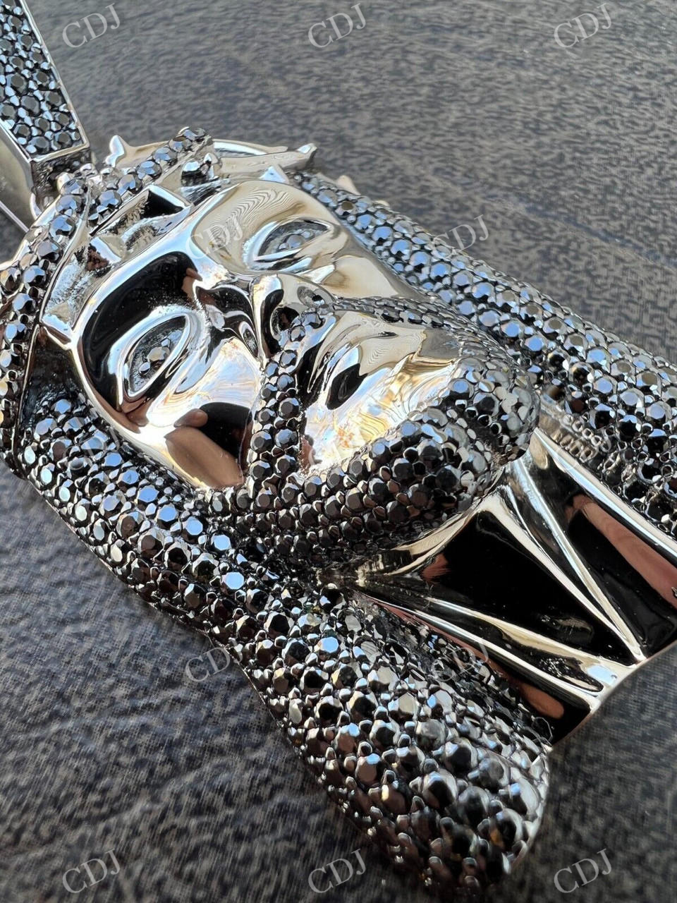 14k Gold Black Stone Jesus Piece Pendant  customdiamjewel   