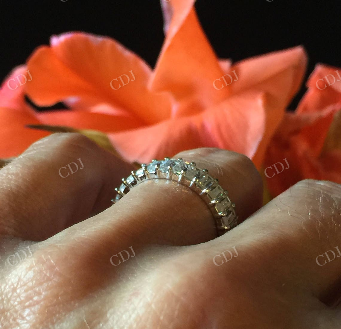 Emerald Cut Full Eternity Wedding Band  customdiamjewel   