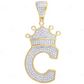 1.8" 0.55 CTW 10K Gold Natural Diamond Crown Initial "C" Pendant CustomDiamJewel
