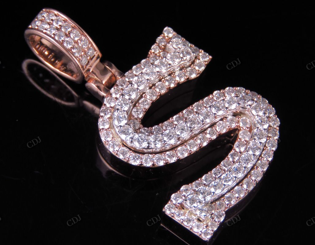 1.5" 2 CTW 18K Solid Gold Real Diamond Custom Initial 'S' Letter Pendant CustomDiamJewel