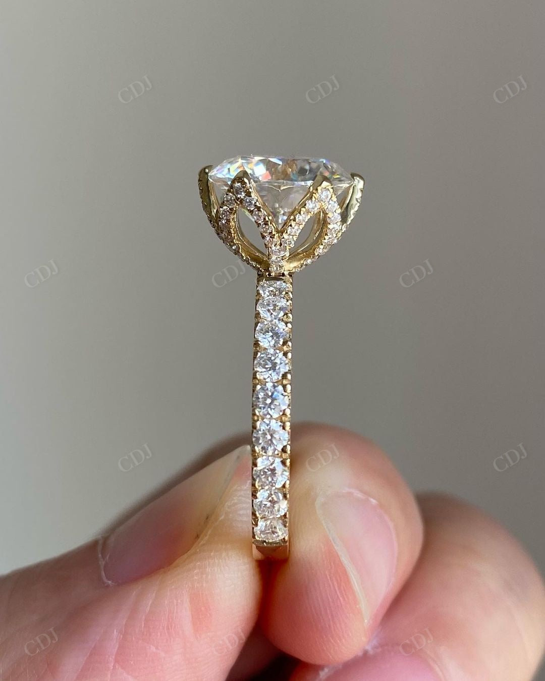 Tulip Set Lab Grown Diamond Engagement Ring customdiamjewel