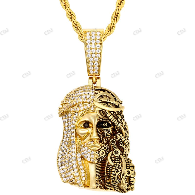 Hip Hop Gold Plated Sterling Silver Jesus Pendant hip hop jewelry CustomDiamJewel