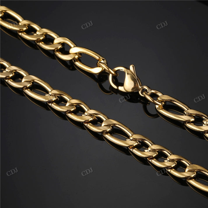 3-9MM Plain Gold Figaro Chain hip hop jewelry CustomDiamJewel