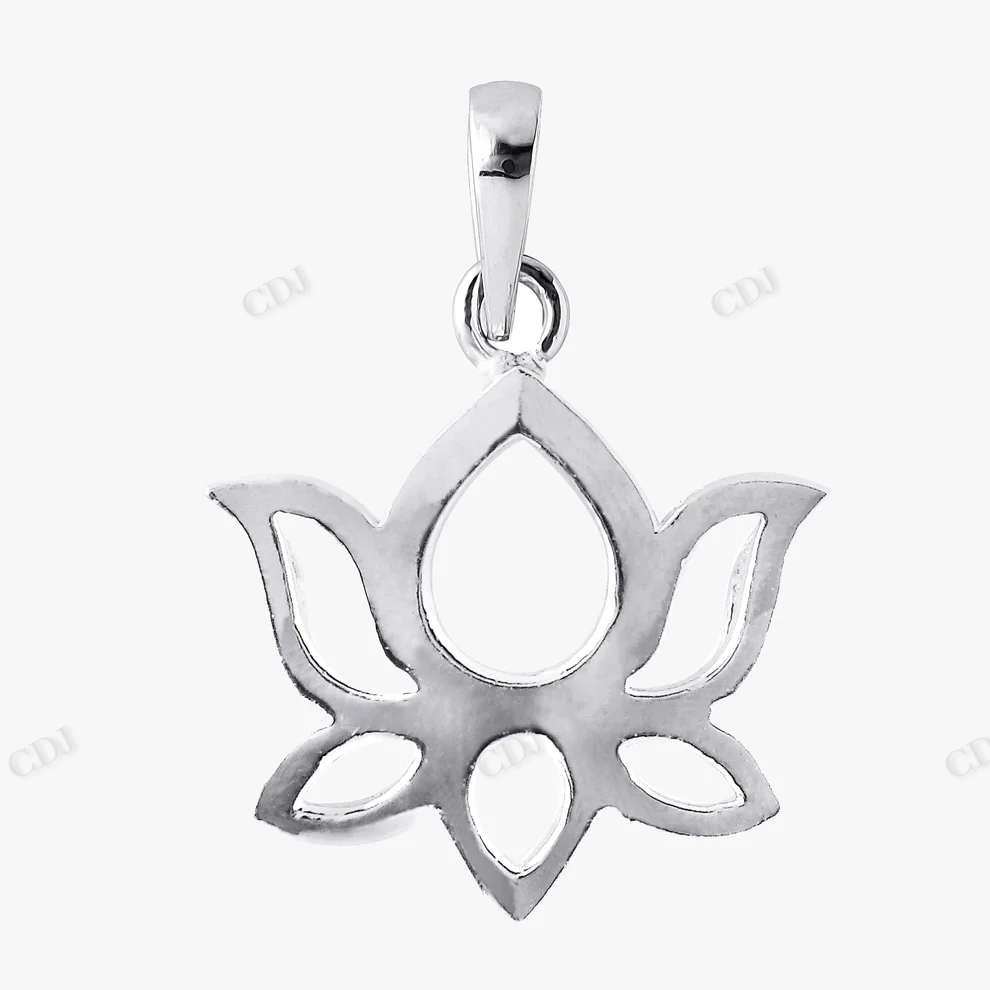 Solid Sterling Silver Lotus Style Pendant hip hop jewelry CustomDiamJewel