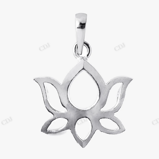 Solid Sterling Silver Lotus Style Pendant hip hop jewelry CustomDiamJewel