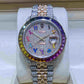 36mm Bust Down Rolex Jubilee Rainbow Digit Moissanite Watch For Women customdiamjewel