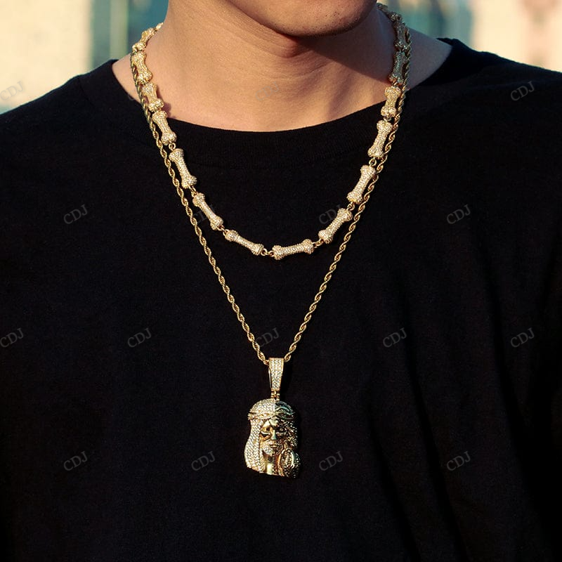 Hip Hop Gold Plated Sterling Silver Jesus Pendant hip hop jewelry CustomDiamJewel