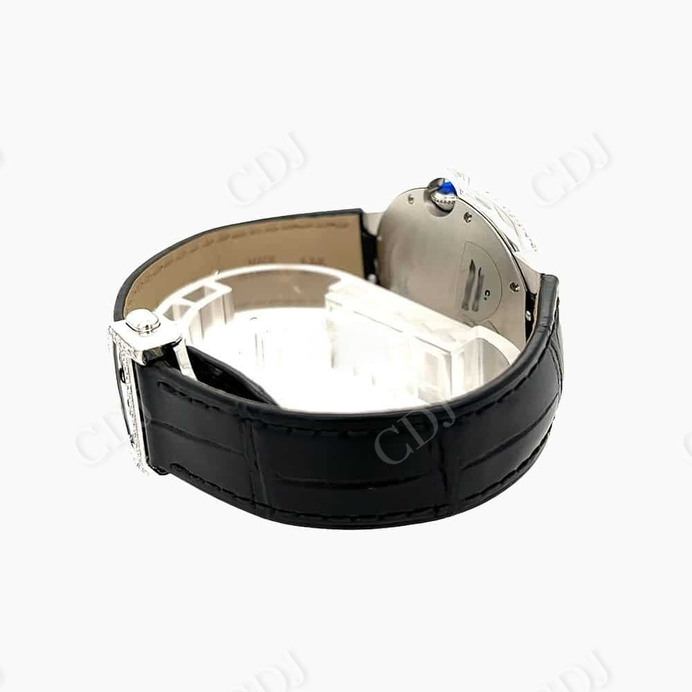 Round Face Cartier Diamond On Bezel Moissanite Watch customdiamjewel