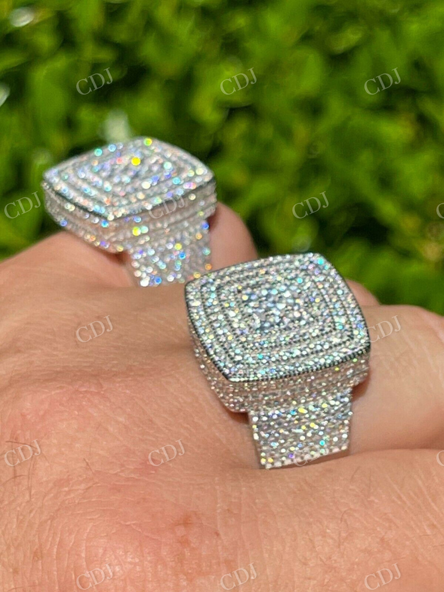 Round Cut Diamond Large Iced Out Hip Hop Ring  customdiamjewel   