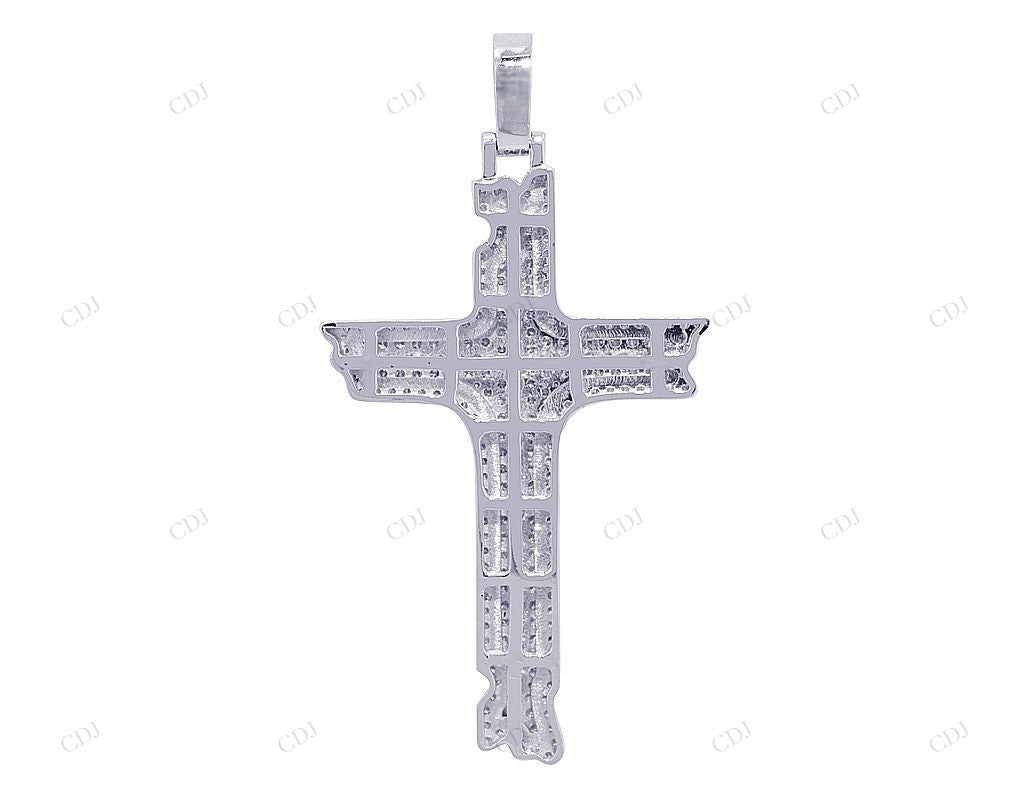 2.7 Inch Lab Grown Jesus on Cross Two Tone Gold Pendant Hip Hop Pendent CustomDiamJewel