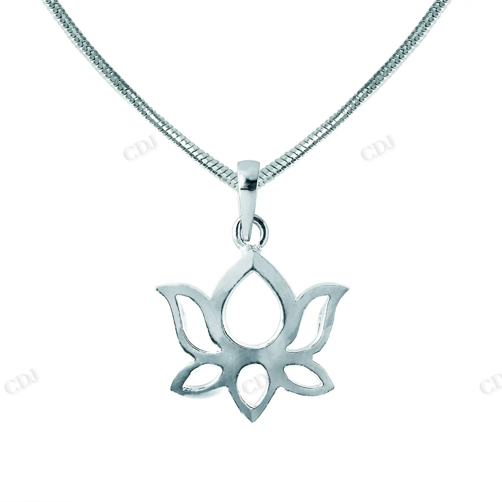 Solid Sterling Silver Lotus Style Pendant hip hop jewelry CustomDiamJewel