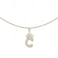 1.8" 0.55 CTW 10K Gold Natural Diamond Crown Initial "C" Pendant CustomDiamJewel
