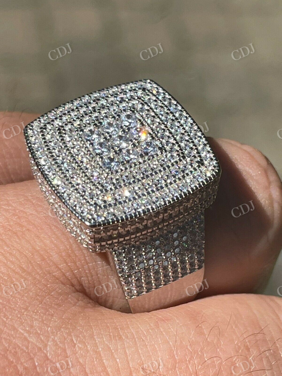 Round Cut Diamond Large Iced Out Hip Hop Ring  customdiamjewel   