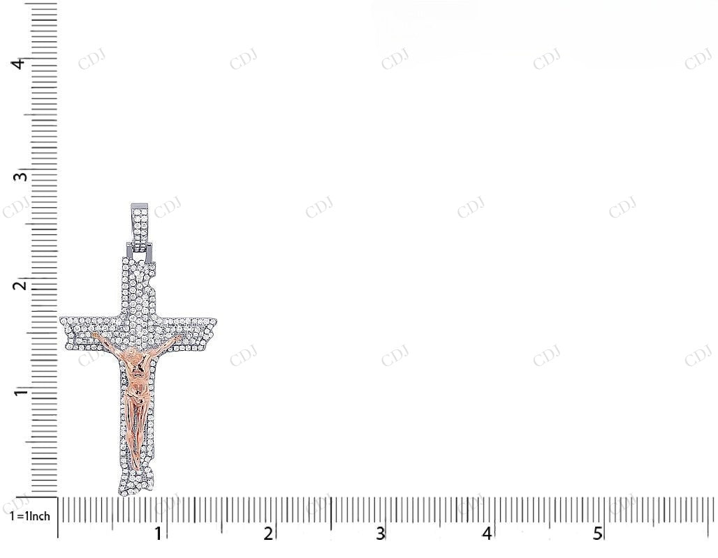 2.7 Inch Lab Grown Jesus on Cross Two Tone Gold Pendant Hip Hop Pendent CustomDiamJewel