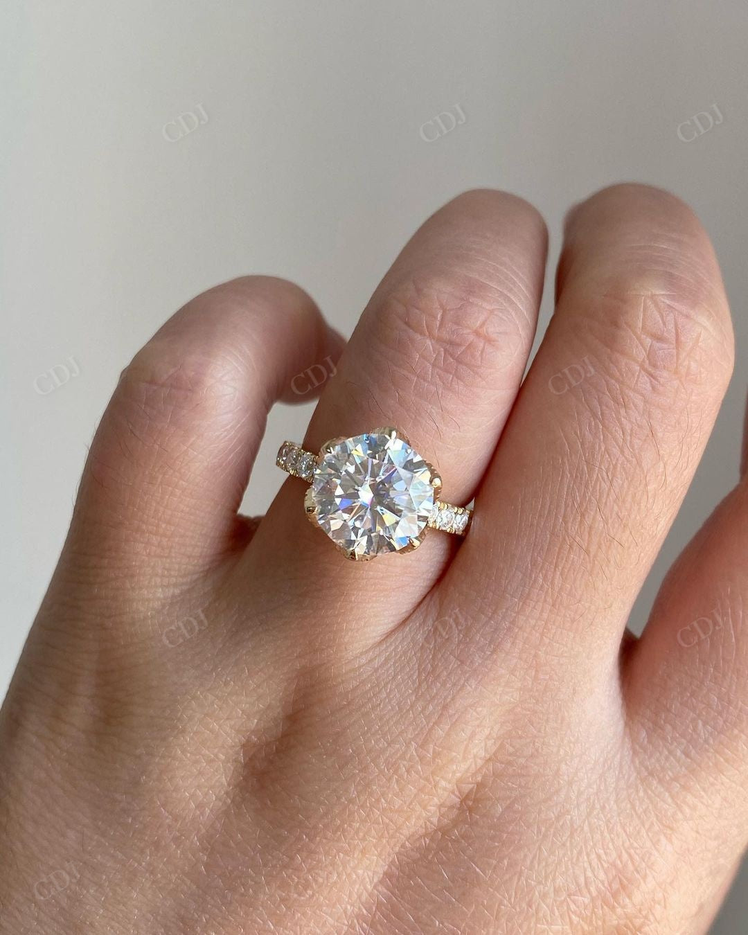 Tulip Set Lab Grown Diamond Engagement Ring customdiamjewel