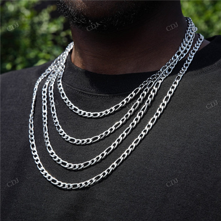 3-9MM Plain Gold Figaro Chain hip hop jewelry CustomDiamJewel