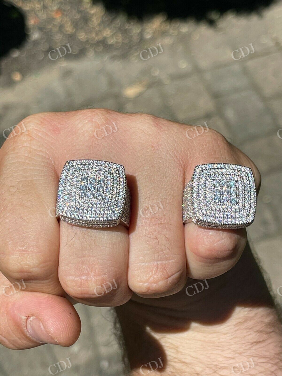 Round Cut Diamond Large Iced Out Hip Hop Ring  customdiamjewel   