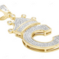 1.8" 0.55 CTW 10K Gold Natural Diamond Crown Initial "C" Pendant CustomDiamJewel