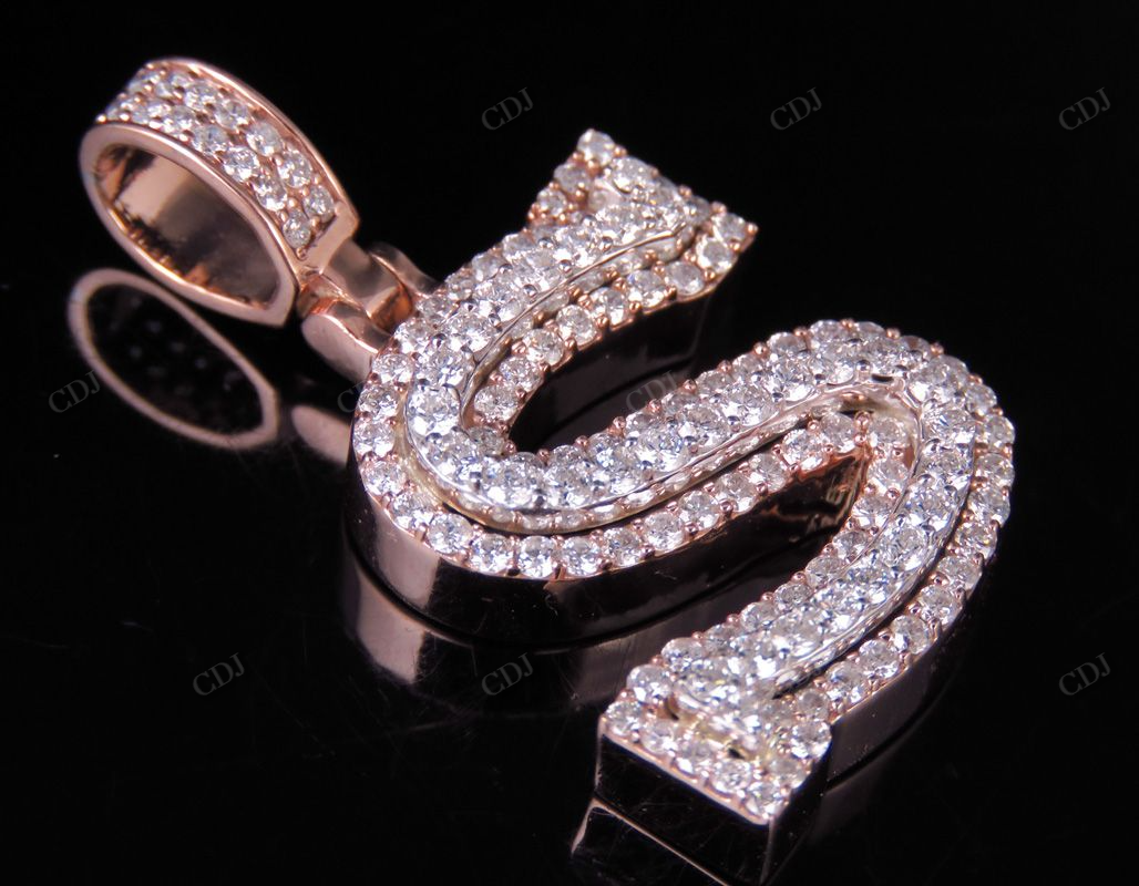 1.5" 2 CTW 18K Solid Gold Real Diamond Custom Initial 'S' Letter Pendant CustomDiamJewel