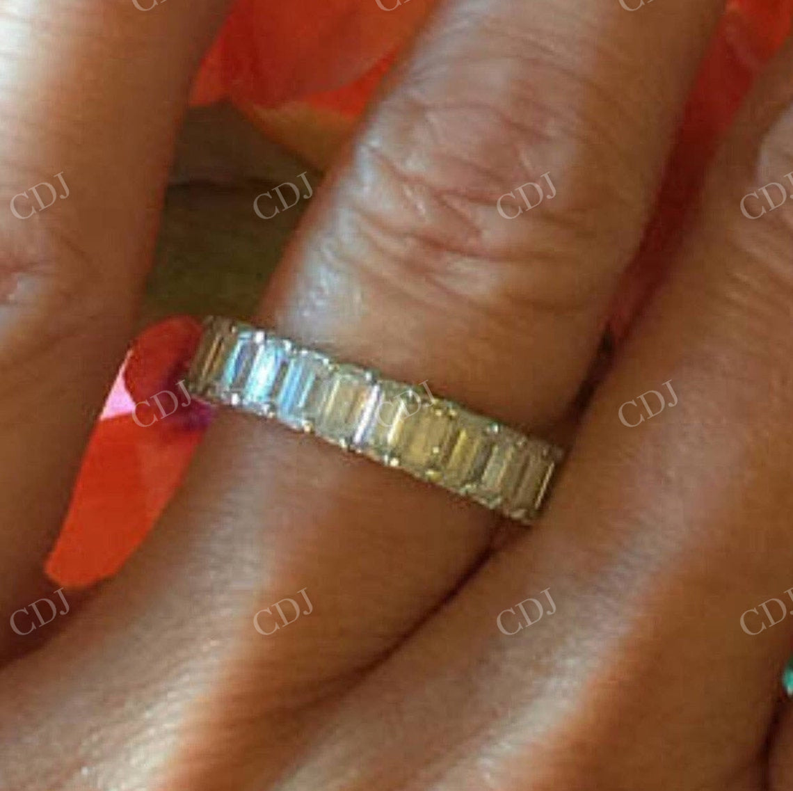 Emerald Cut Full Eternity Wedding Band  customdiamjewel   
