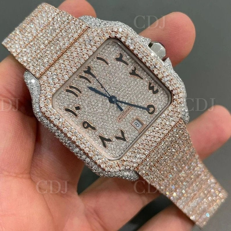 Top Brand Certified Colorless Moissanite Diamond Watch hip hop iced out handmade setting Gold Plated Men's Hip hop Wrist Watches
