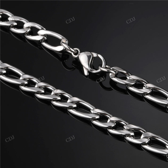 3-9MM Plain Gold Figaro Chain hip hop jewelry CustomDiamJewel
